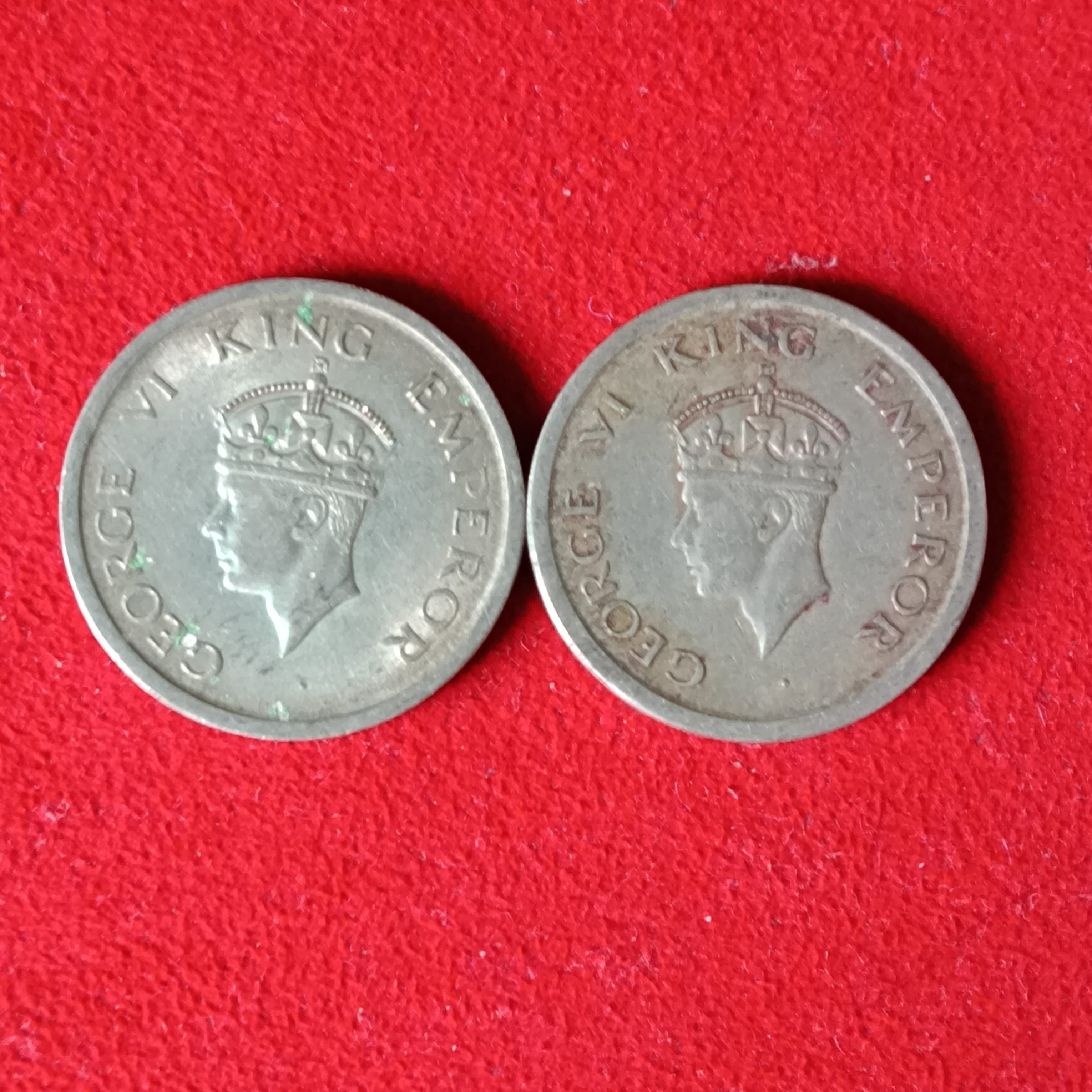 George Vi One Rs 1947 Year Lahore Mint 2 Pcs Given