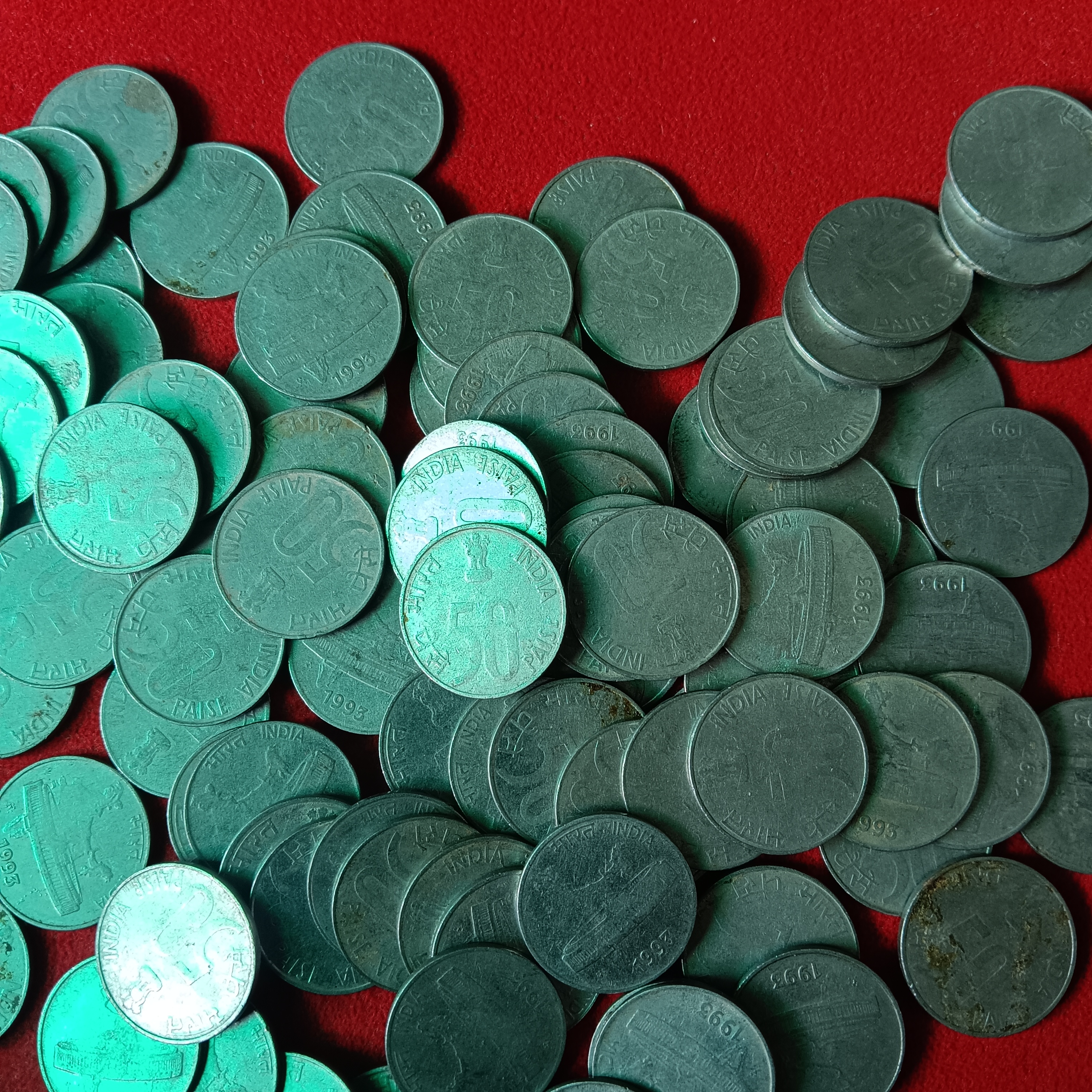 Ex Scare 50 Paise FSS India 1993 Year Calcutta Mint 100 Pcs Given Republic of India