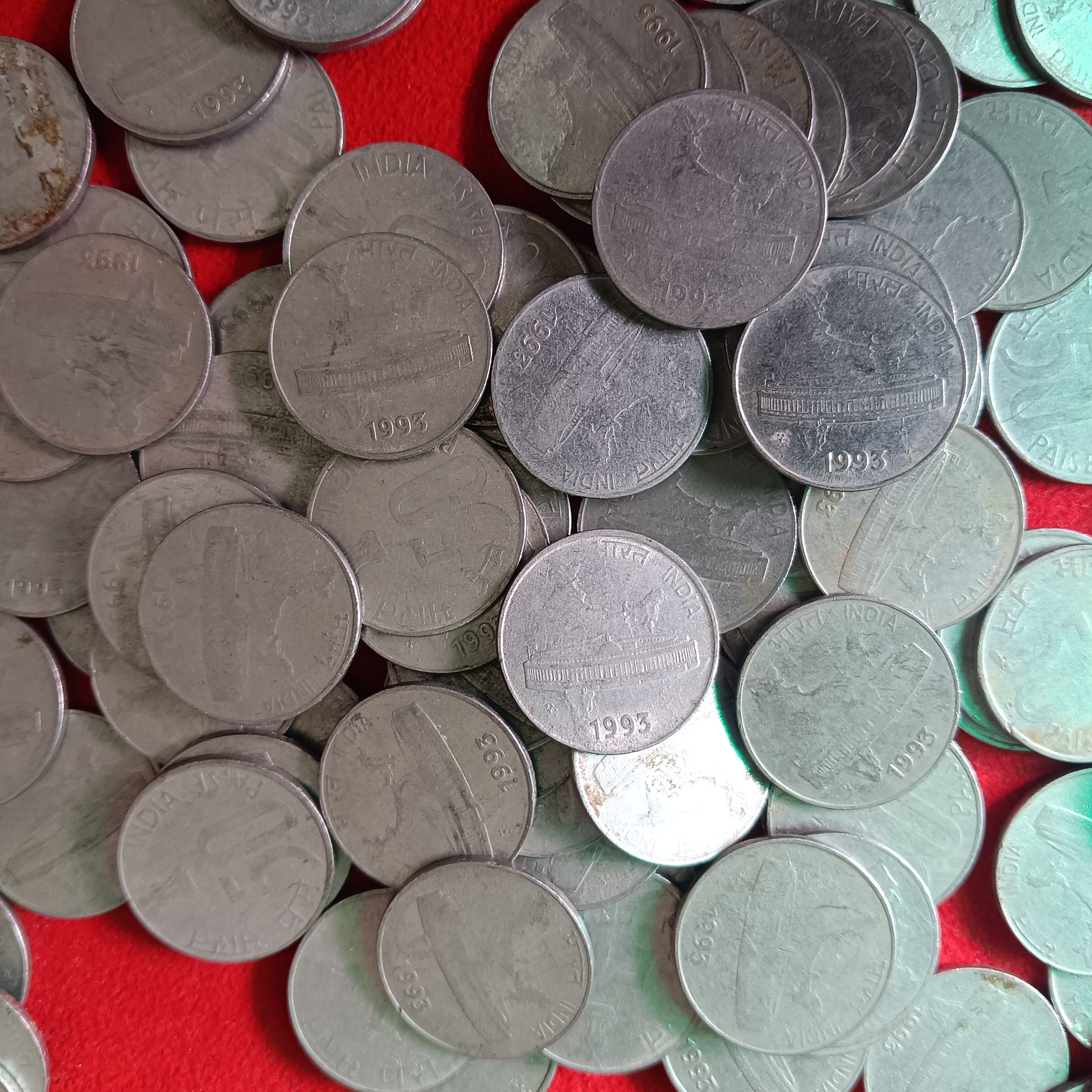 Ex Scare 50 Paise FSS India 1993 Year Calcutta Mint 100 Pcs Given Republic of India