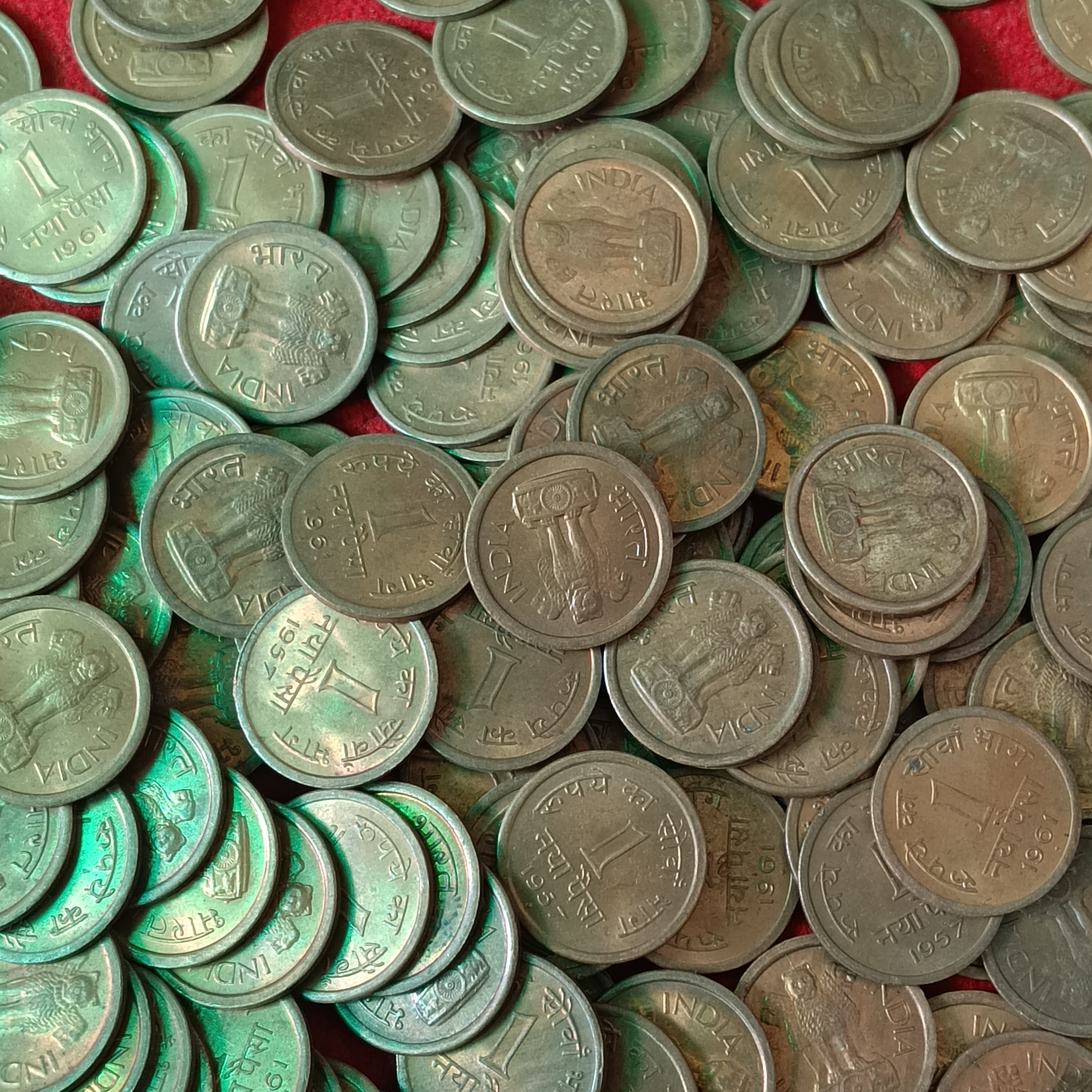 One Naya Paisa Unc Bronze 50 Pcs Given 1957-61Year All Mints Mix Republic of India