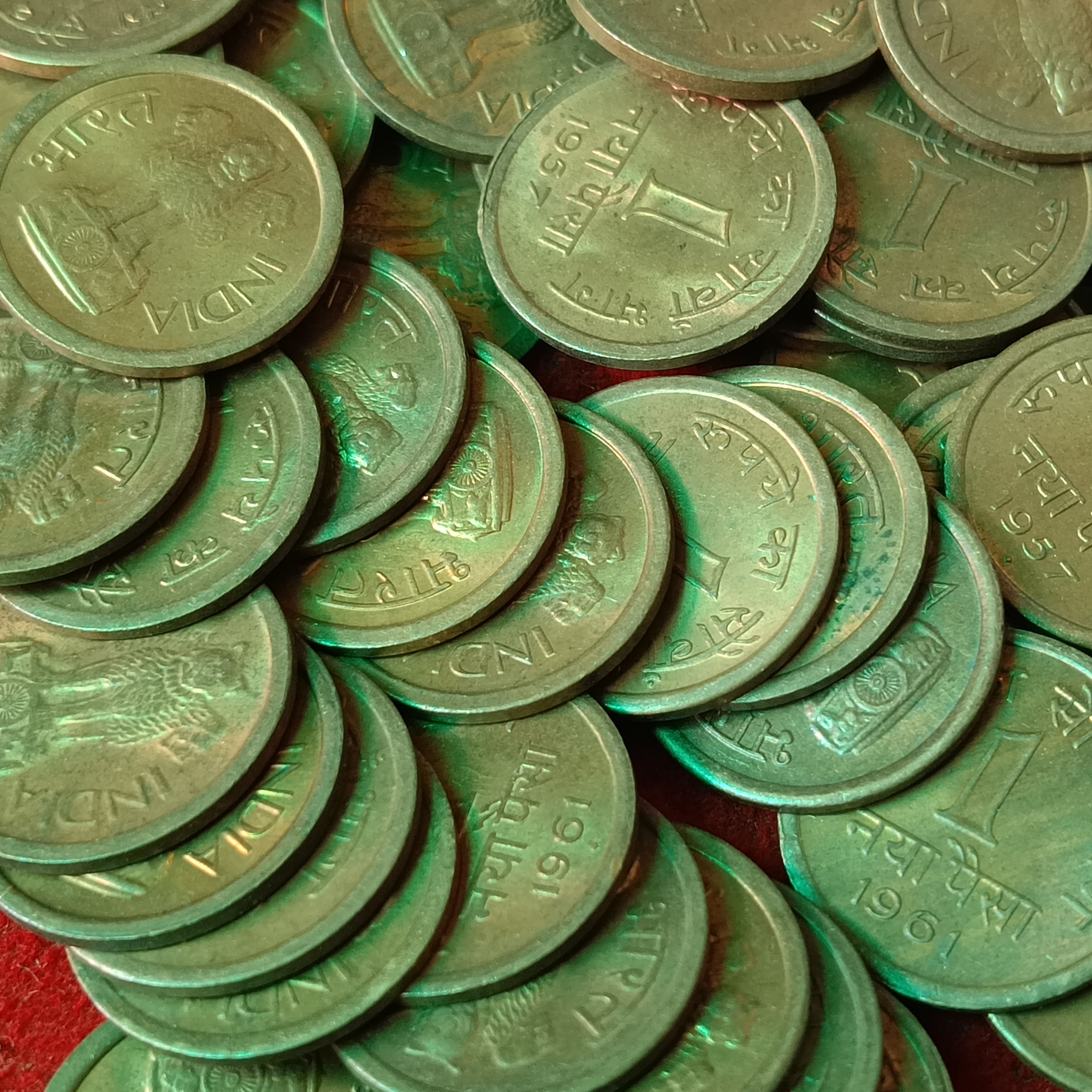 One Naya Paisa Unc Bronze 50 Pcs Given 1957-61Year All Mints Mix Republic of India