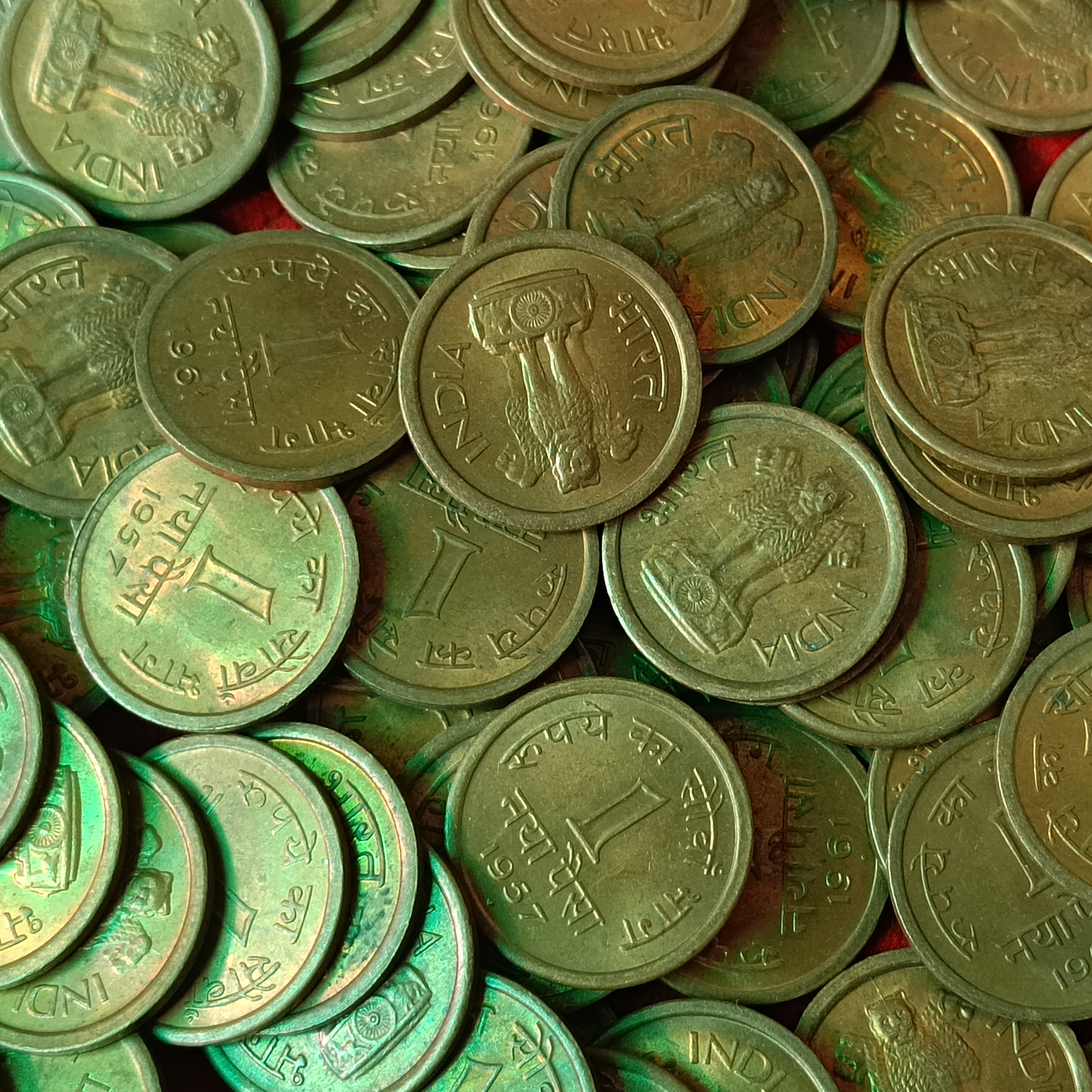 One Naya Paisa Unc Bronze 50 Pcs Given 1957-61Year All Mints Mix Republic of India