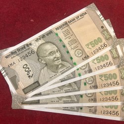 500 rupees with fancy number (123456)Gem unc note