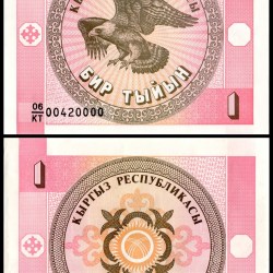 Kyrgyzstan 1 Tyiyn Banknote 1993 ND P1b UNC Unique and Rare
