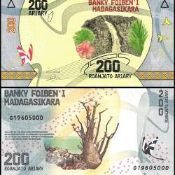 Madagascar 200 Ariary Banknote 2017 ND P98a2 UNC Unique and Rare
