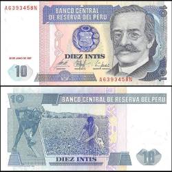 Peru 10 Intis Banknote 1987 P129 UNC Unique and Rare
