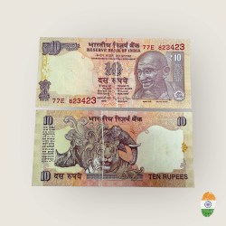 Rs 10 India Banknote Error Massive Crease in Center Unique and Rare