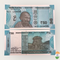 Rs 50 India Banknote Running Super Fancy Number 0 Prefix 123456 Gem Unc Unique and Rare
