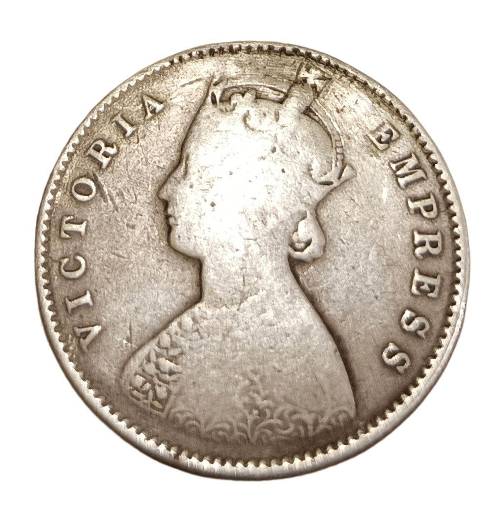 British India Silver Half Rupee Key Date "1880" Victoria Empress **EX-Rare** Collectable Grade Hook Removed Ex-Mount.