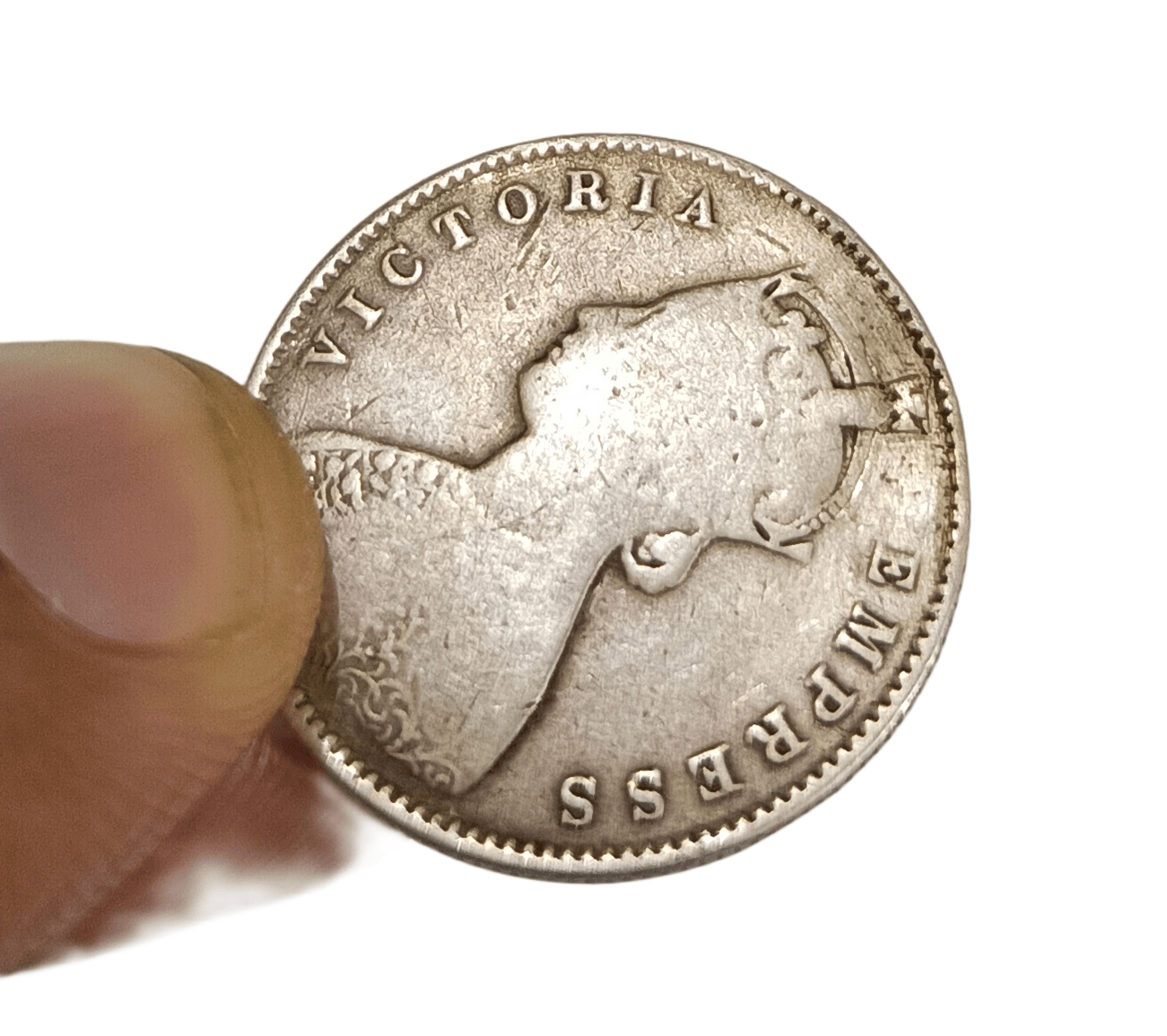 British India Silver Half Rupee Key Date "1880" Victoria Empress **EX-Rare** Collectable Grade Hook Removed Ex-Mount.