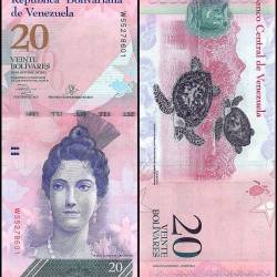 Venezuela 20 Bolivar Fuerte Banknote 2013 P91f UNC Unique and Rare