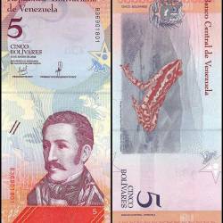 Venezuela 5 Bolivar Soberano Banknote 2018 P102a UNC Unique and rare