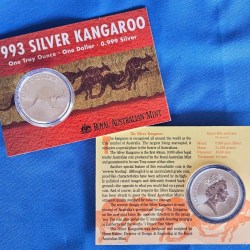 1993c RAM Australian Silver Kangaroo $1 1oz ounce Fine Silver Coin Sydney Show