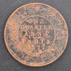 India - British ¼ Anna 1877- Victoria "Victoria Empress"Coin # L-714