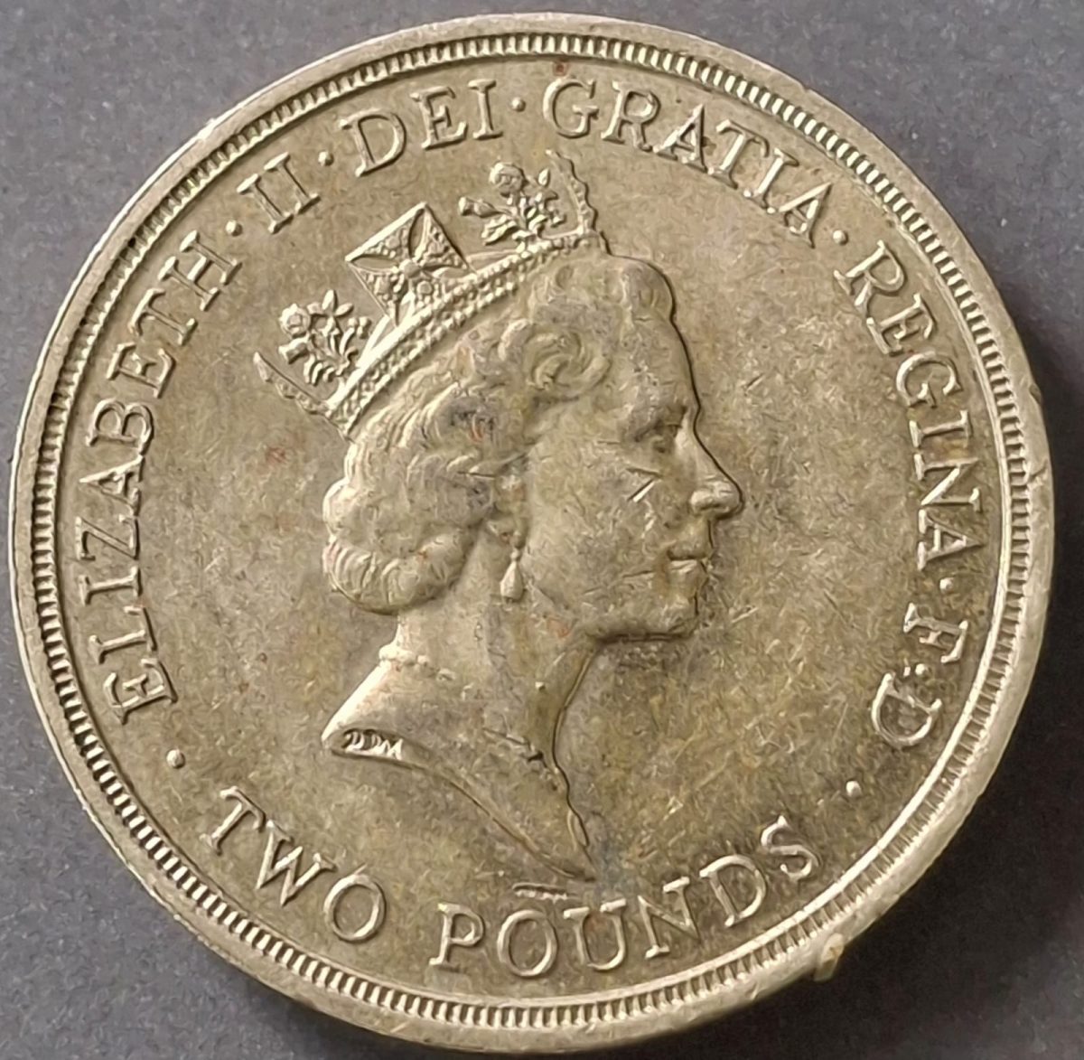 United Kingdom 2 Pounds 1989 - Elizabeth 3rd portrait; Bill of Rights rare coin # I-804