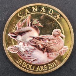 Canada 10 Dollars 2013 - Elizabeth II Mallard duck beautiful coloured Gold Plated FANTANCYCoin #L-628