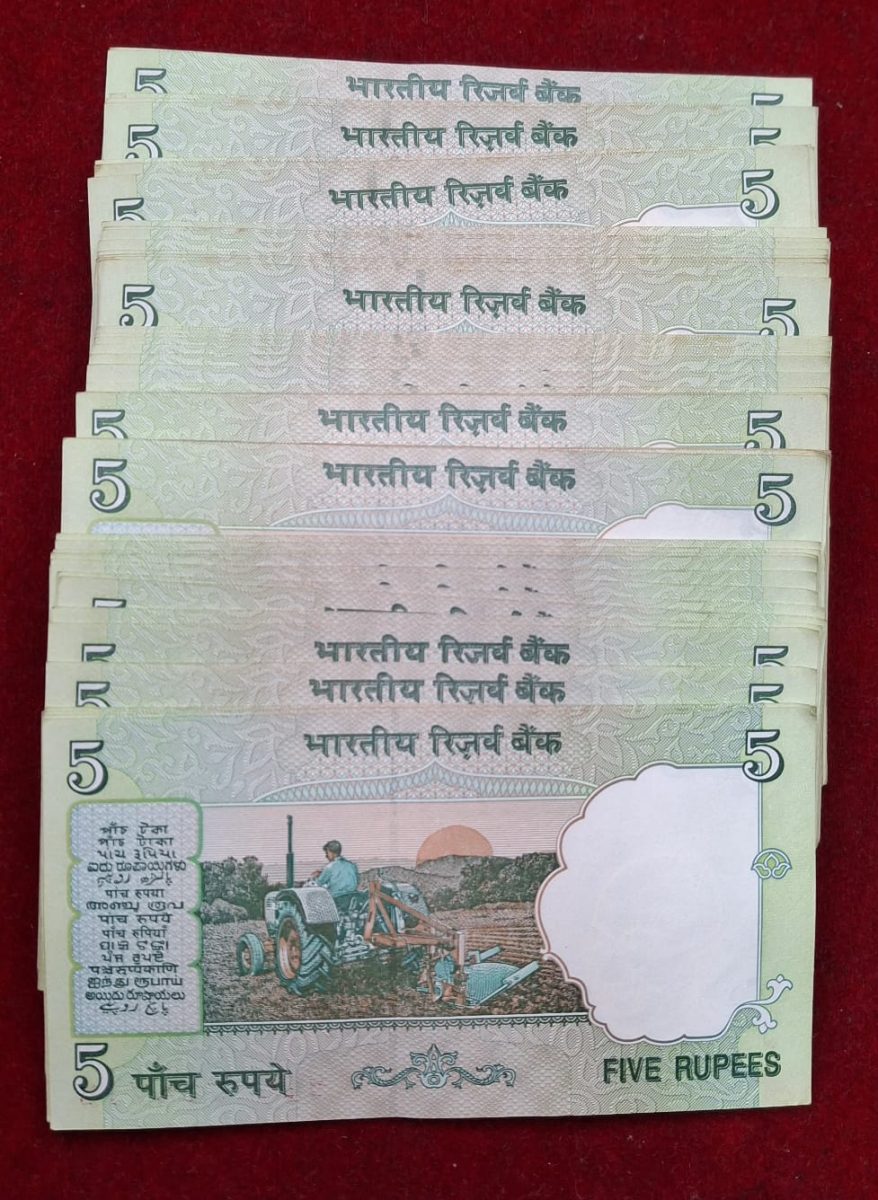5 Rupees 100 PCS UNC NON Seriel MIX Governer (100 PCS LOTT)