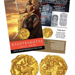 Rashtrakutas – Gold Dinar Reproduction Coin With Beautiful folder
