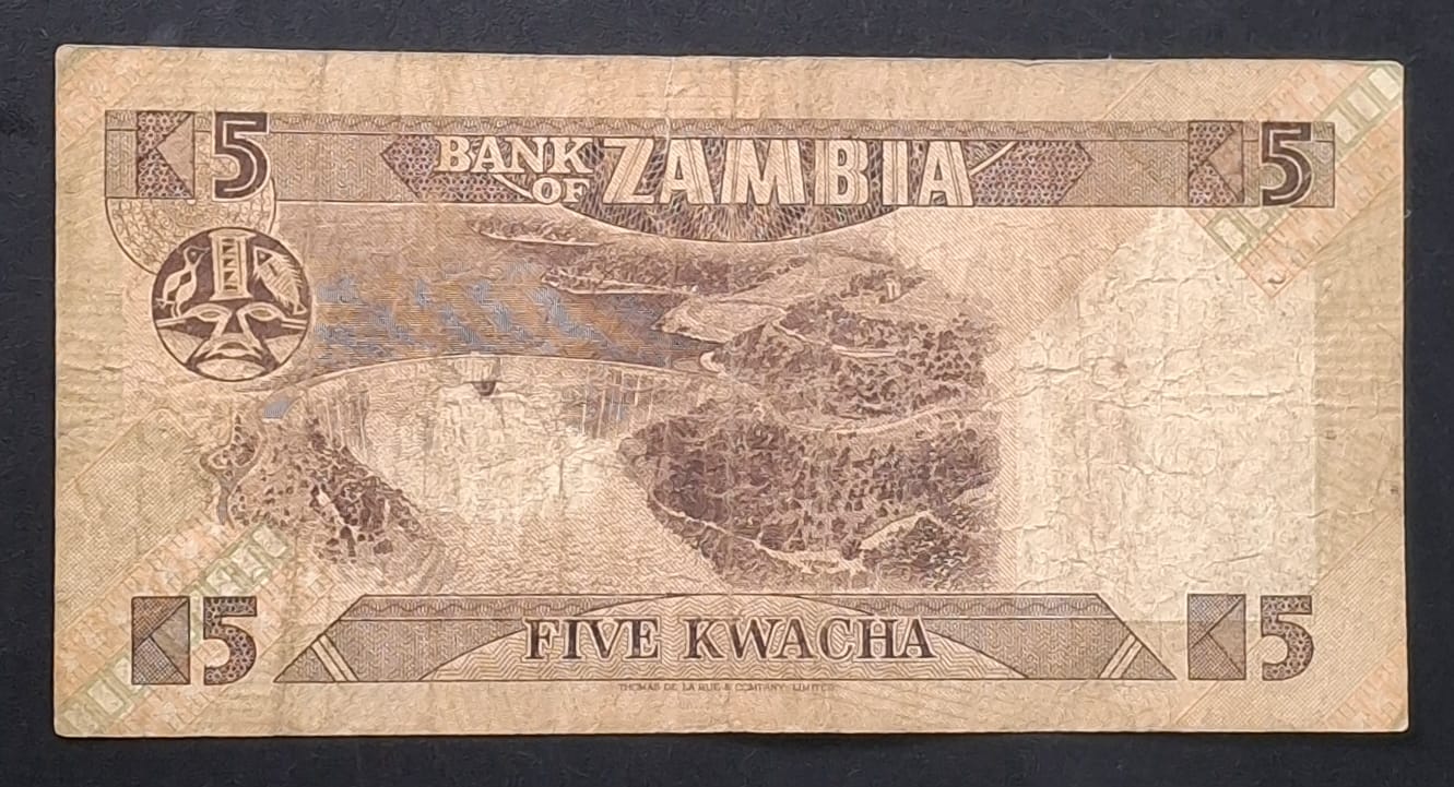 Zambia 5 Kwacha lowest price rare note # b-2