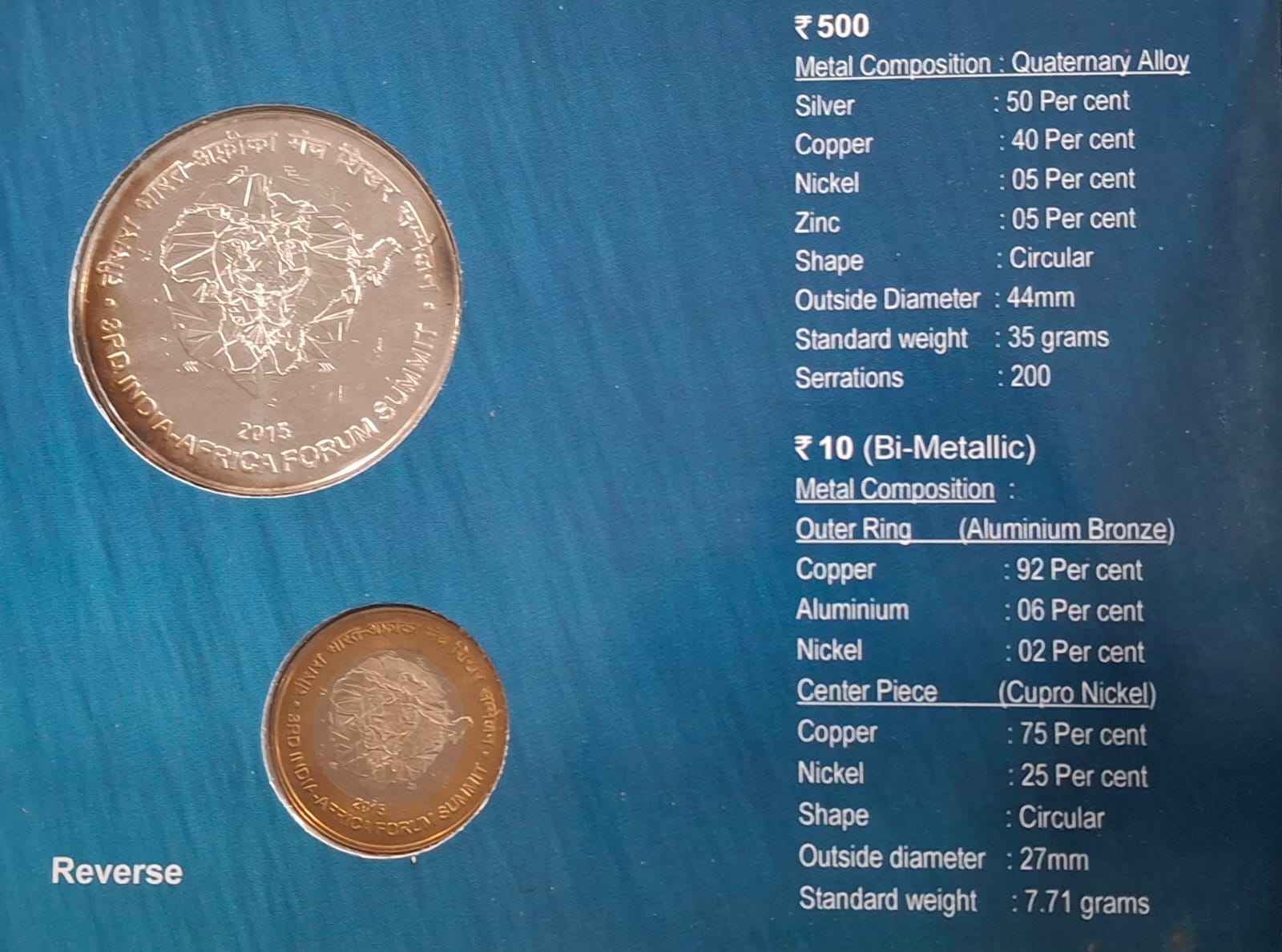 3RD India - Africa Forum Summit ( UNC Set ) 2 Coins Kolkata Mint