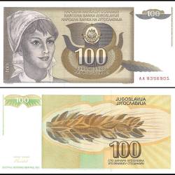 Yugoslavia 100 Dinara Banknote 1991 P108 UNC Unique and Rare
