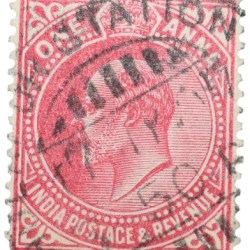 Postal Stamp of Edward VII 1 Anna Pink Clour - Used Condition as per image.