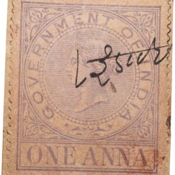 Postal Stamp of Queen Victoria 1 Anna Purple Colour - Used Condition as per Image.