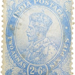 Postal Stamp of George V 2 Annas 6 Pies Blue Colour - Used Condition as per image.