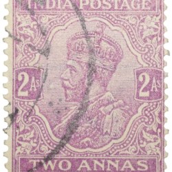 Postal Stamp of George V 2 Annas Purple Colour - Used Condition as per image.