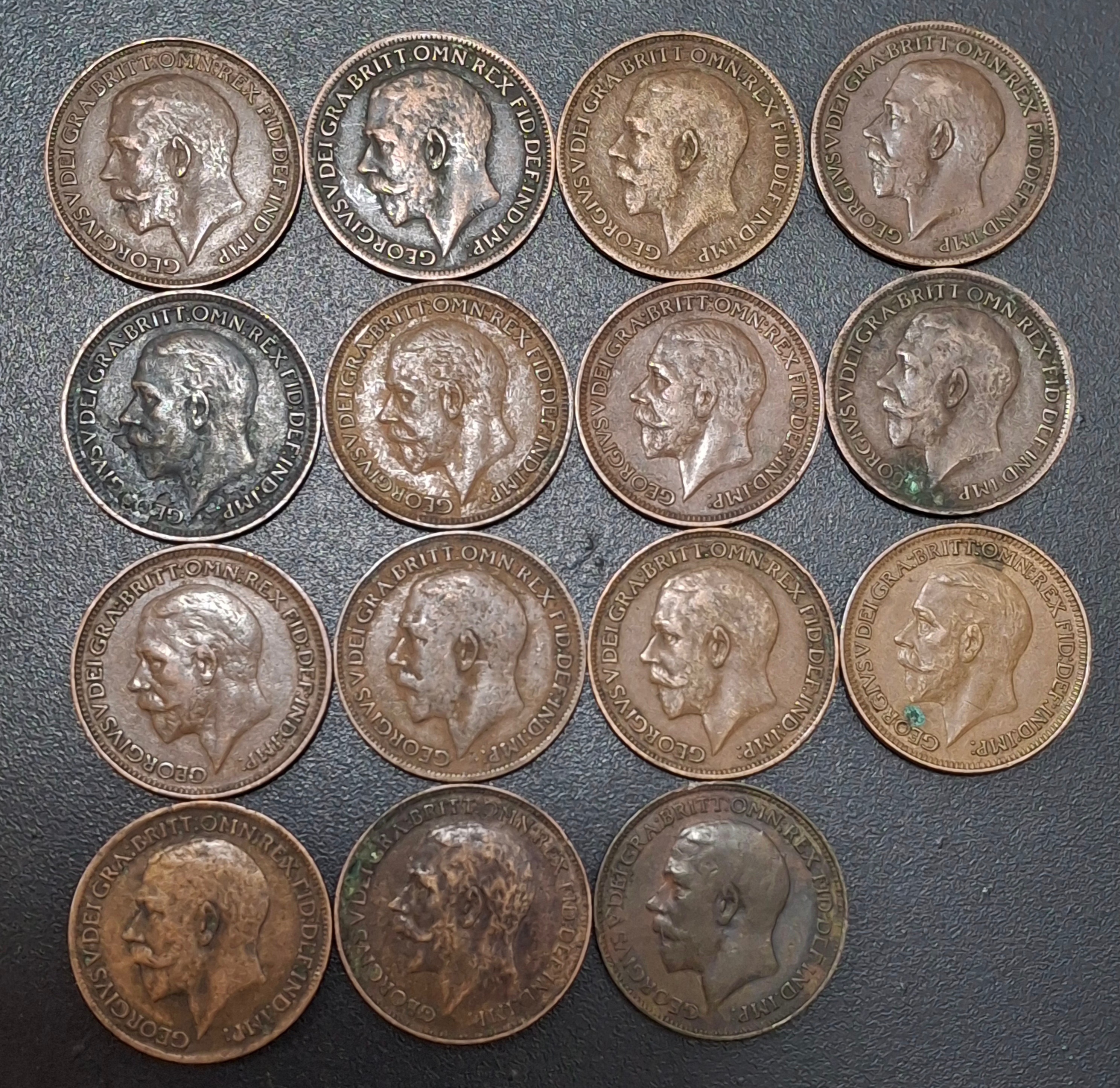 England George Fifth One Farthing All Different Dates Set #A-429)