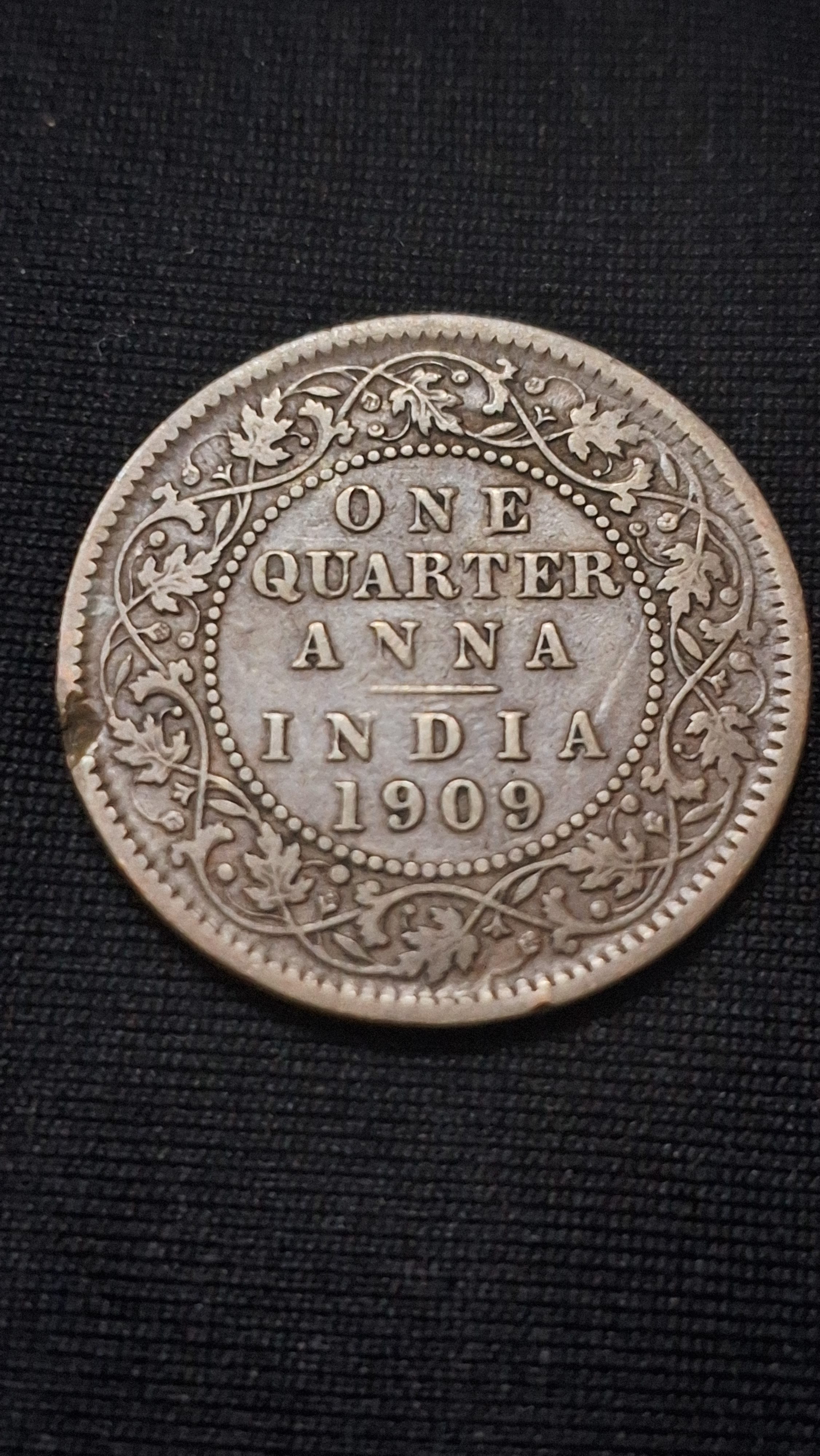 One Quarter Anna 1909 Edward VII King and Emperor SKU 02