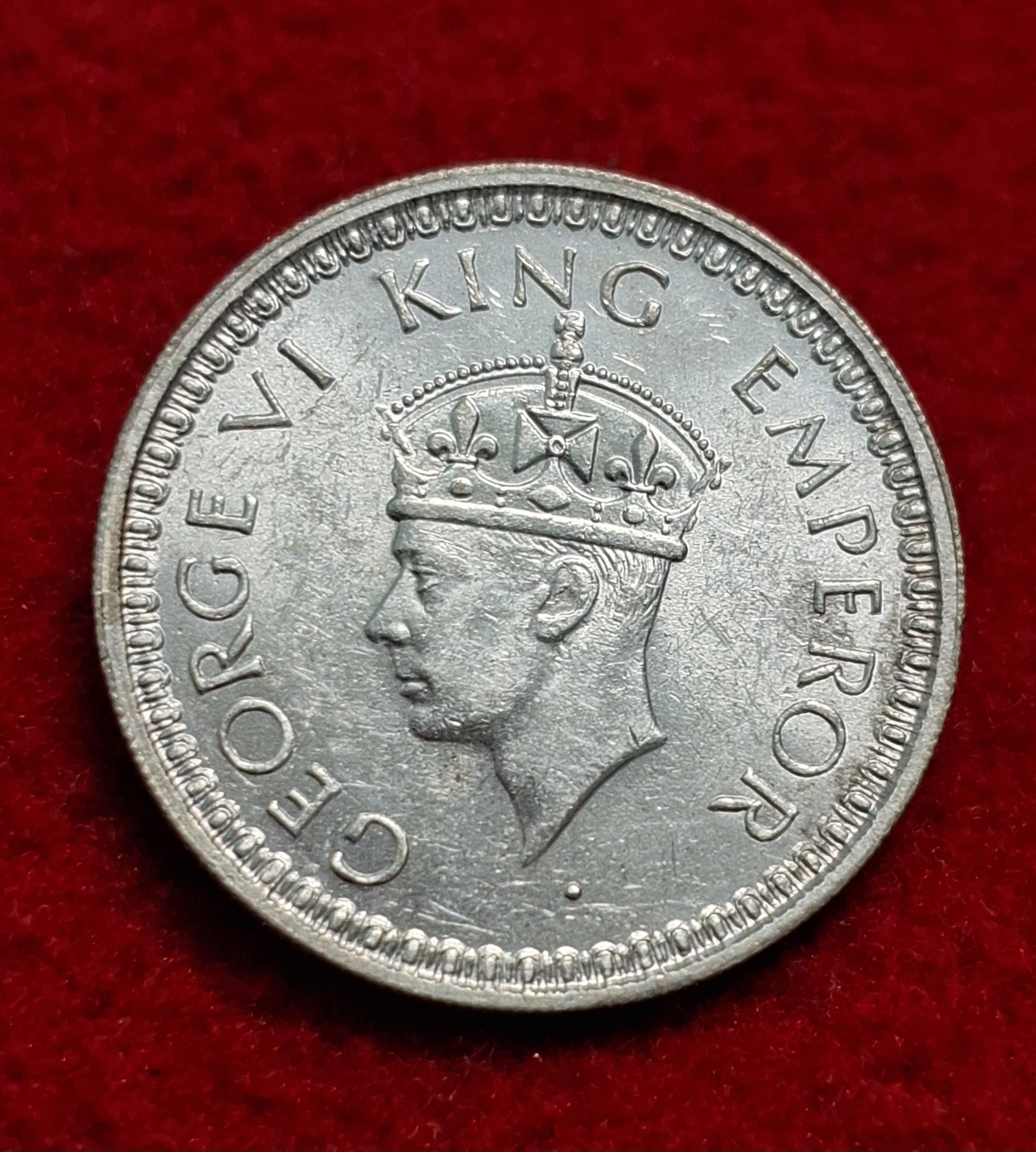 Half Rupee 1945 George VI King Emperor Coin Lahore Mint UNC Condition SKU 01
