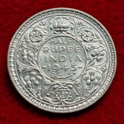 Half Rupee 1945 George VI King Emperor Coin Lahore Mint UNC Condition SKU 01