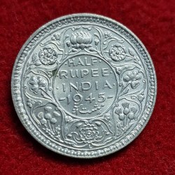Half Rupee 1945 George VI King Emperor Coin Lahore Mint UNC Condition SKU 07