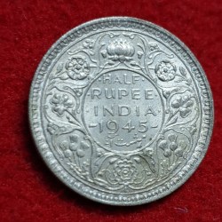 Half Rupee 1945 George VI King Emperor Coin Lahore Mint UNC Condition SKU 08