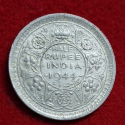 Half Rupee 1944 George VI King Emperor Coin Lahore Mint UNC Condition SKU 09
