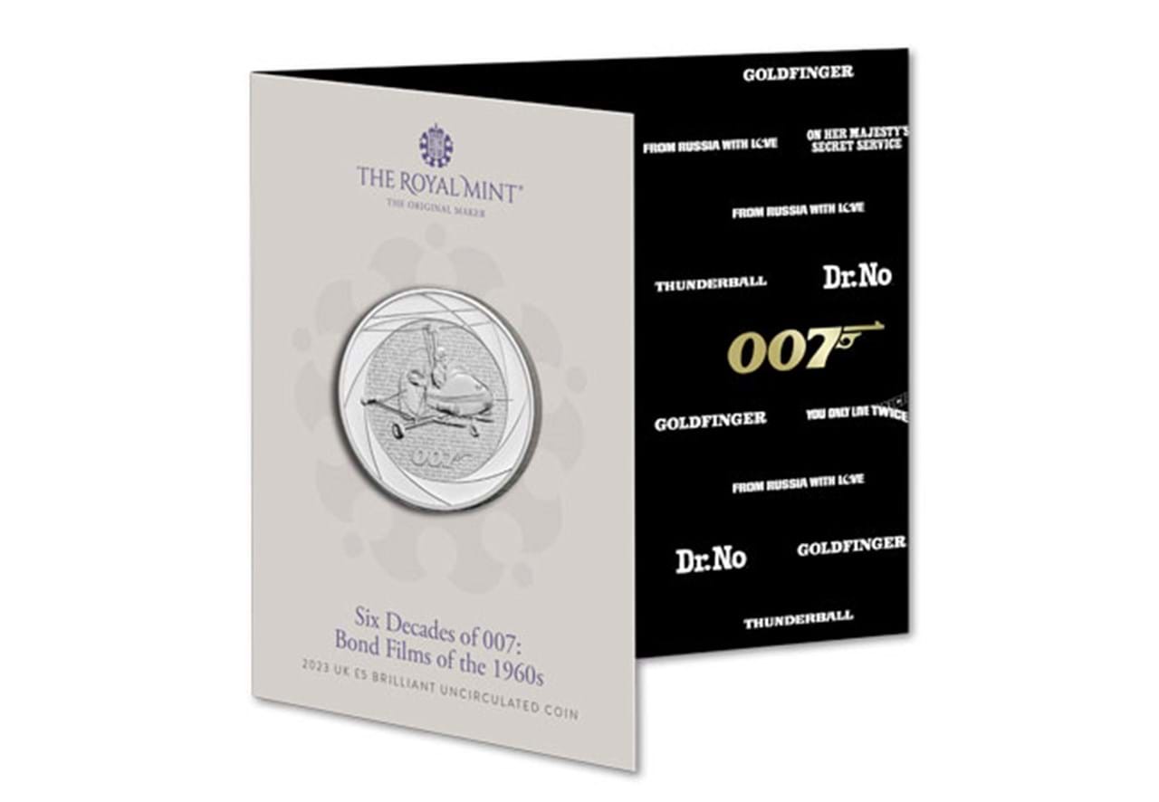 UK 2023 James Bond: Films of the 60s BU £5 Coin The royal mint ishu uncirculated set