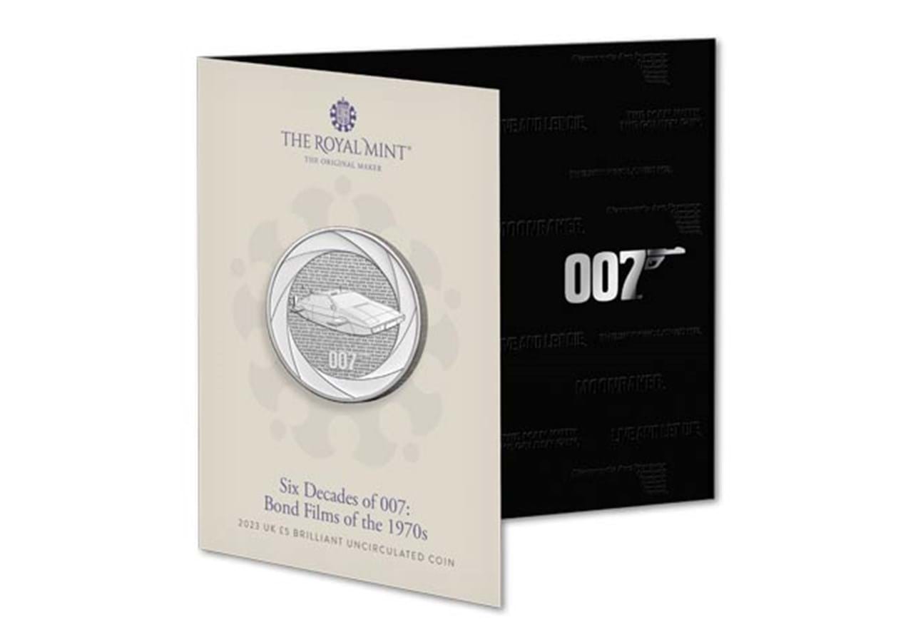 UK 2023 James Bond: Films of the 70s BU £5 Coin Royal mint ishu uncirculated set