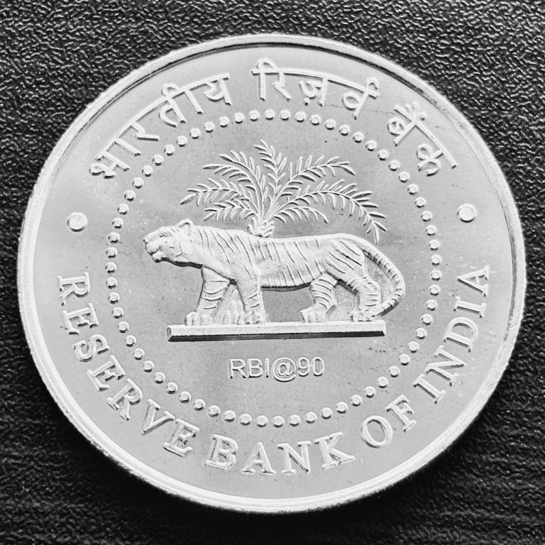 90 Years of Reserve Bank of India Kolkata Mint 40 Gram Silver Coin Rare ((Proof Set))