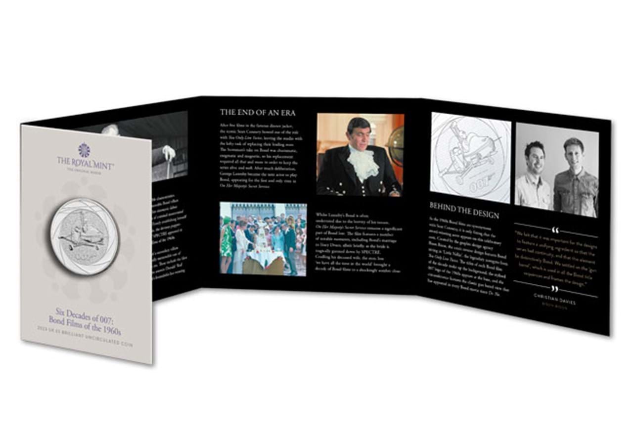 UK 2023 James Bond: Films of the 60s BU £5 Coin The royal mint ishu uncirculated set
