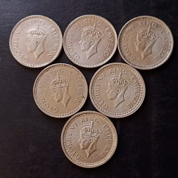 King👑👑👑George Vl 6 Different years Years- 1₹ Complete Set Dates Details:- 1940/41/42/43/44 /45 Weight 11. 6 GM Each Original Gauarantee Excellent Condition. Same and similar piece available