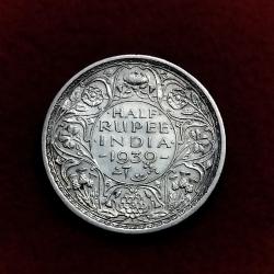 Half Rupee Silver George V I 1939 Bombay Mint