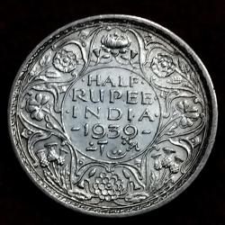 Half Rupee Silver George V I 1939 Calcutta Mint