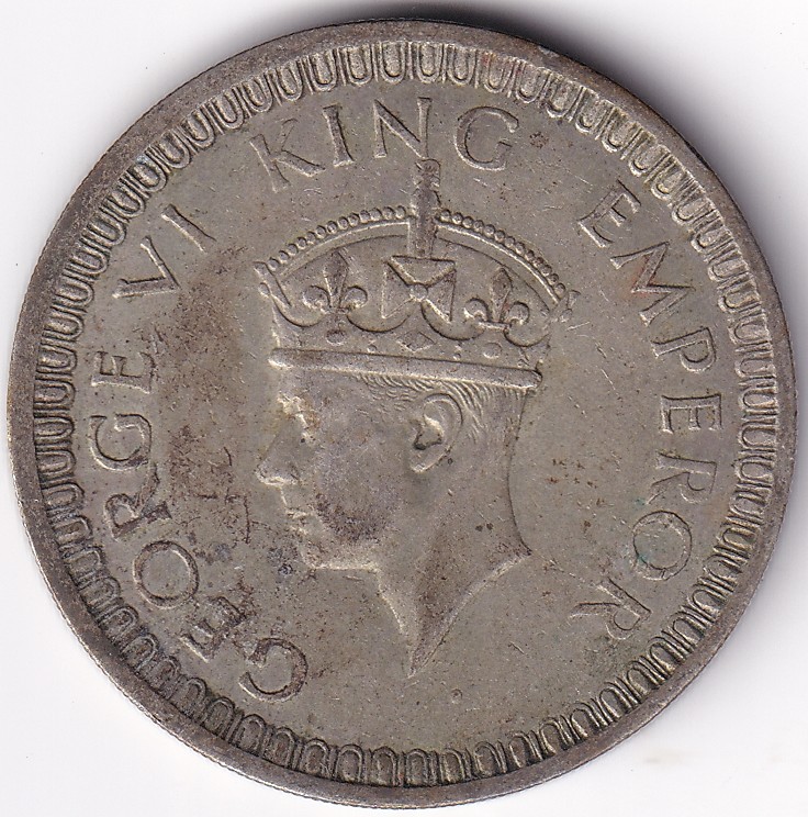 1942 British India One Rupee George VI Silver Coin #2