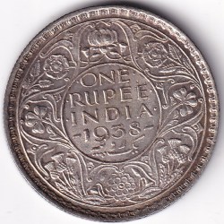 1938 One Rupee King George VI Ex Rare Silver Coin
