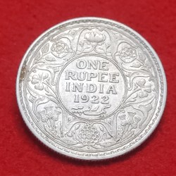 Rare One Rupee Silver Coin George V 1922 Bombay Mint Very Good Condition Weight 11.66 GMS