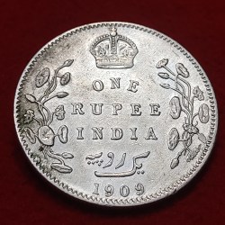 Rare One Rupee Silver Coin Edward VII 1909 Bombay Mint