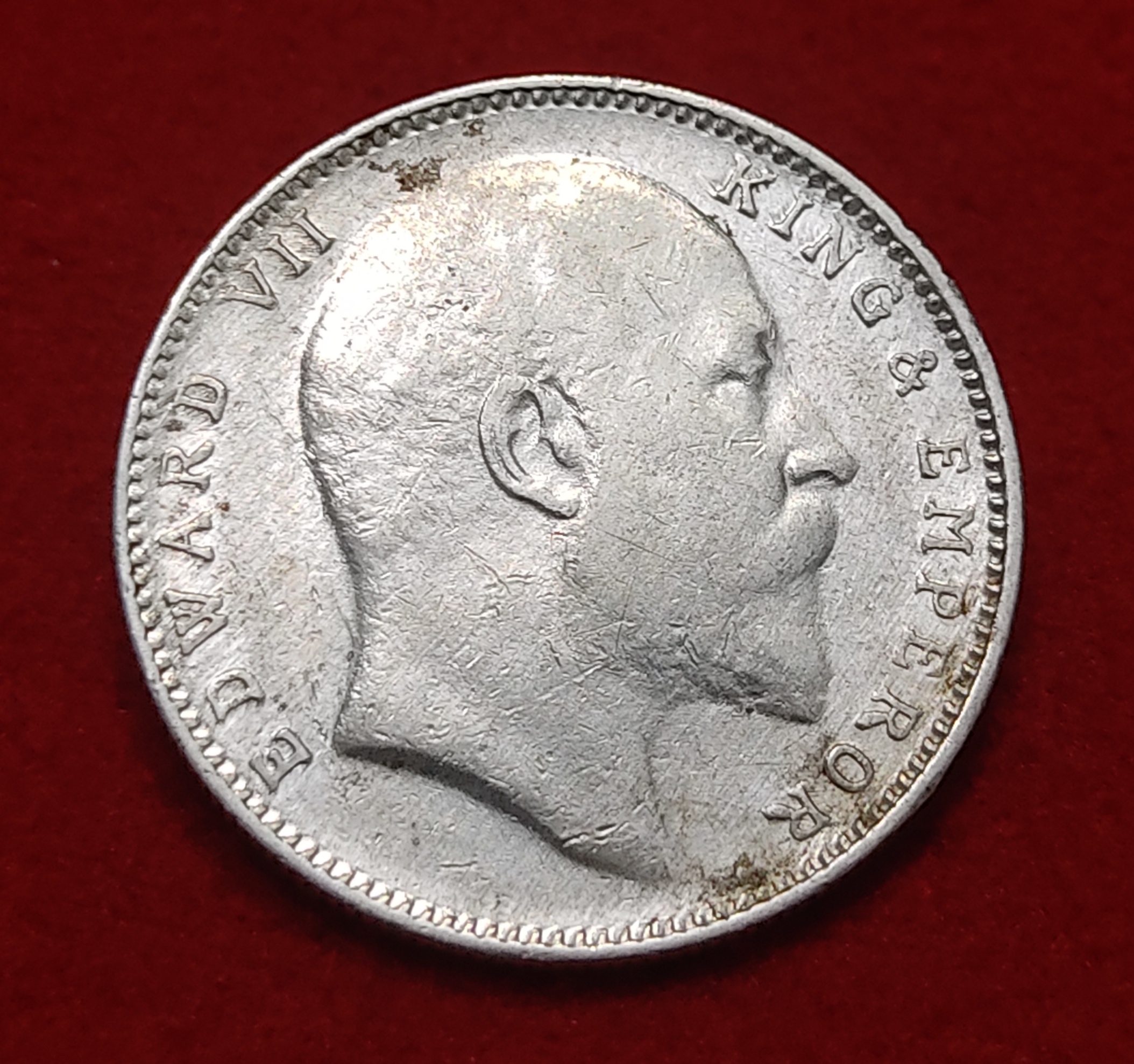 Rare One Rupee Silver Coin Edward VII 1909 Bombay Mint