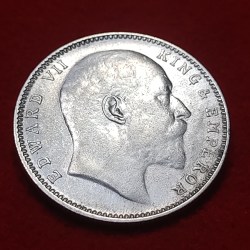 Rare One Rupee Silver Coin Edward VII 1909 Bombay Mint