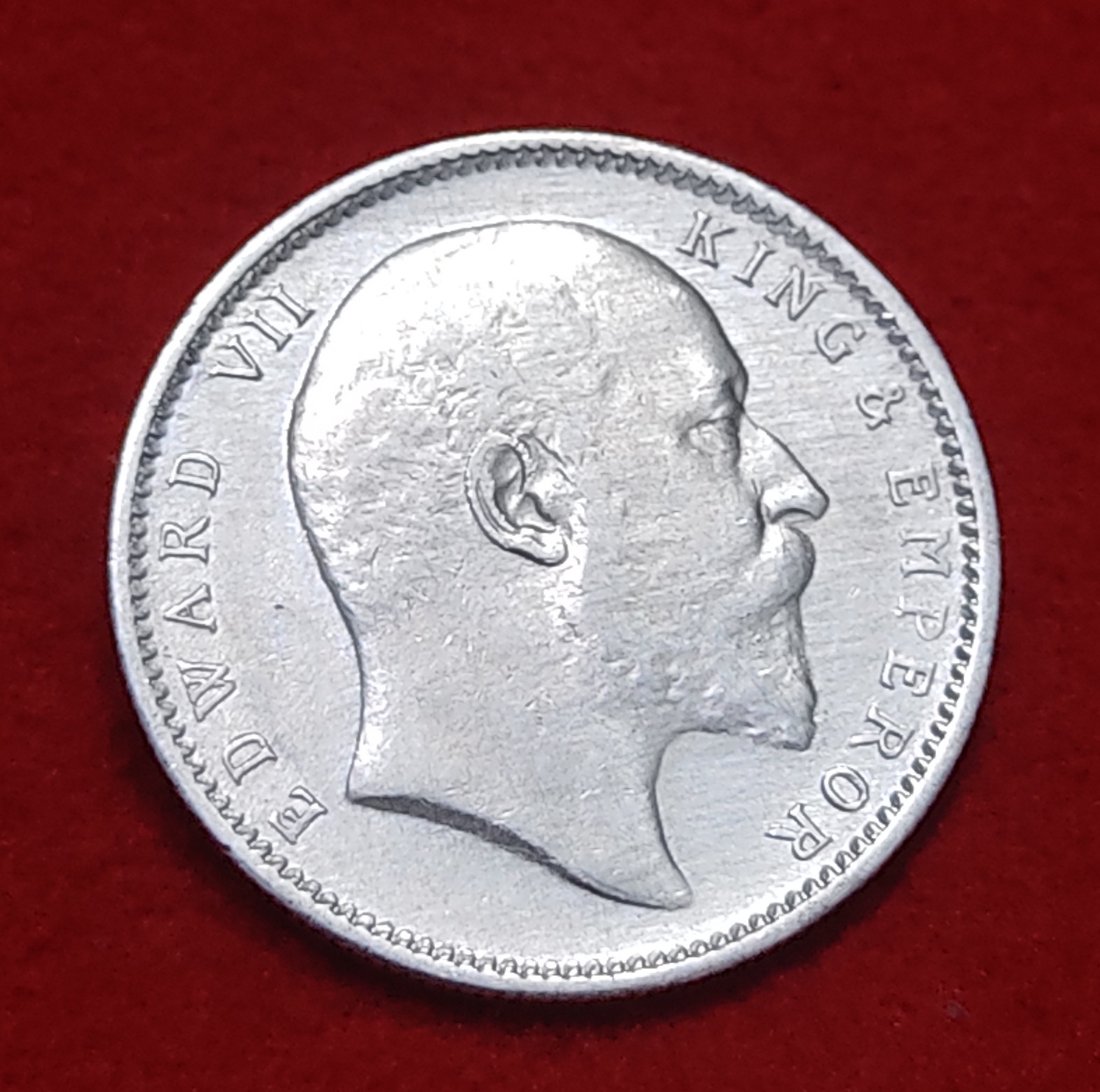 Rare One Rupee Silver Coin Edward VII 1910 Calcutta Mint